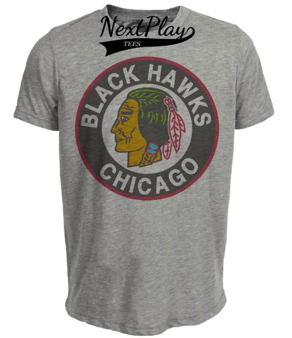 Chicago Black Hawks Retro Hockey 1941 Artwork Heather Gray Sublimated T-Shirt