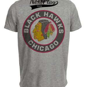Chicago Black Hawks Retro Hockey 1955 Artwork Heather Gray Sublimated T-Shirt