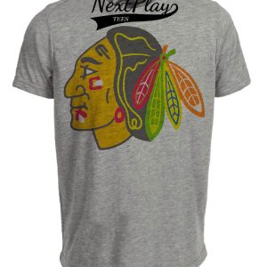 Chicago Black Hawks Retro Hockey 1961 Artwork Heather Gray Sublimated T-Shirt