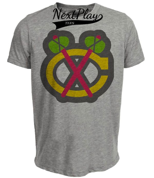 Chicago Black Hawks Retro Hockey 1959 Artwork Heather Gray Sublimated T-Shirt