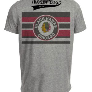 Chicago Black Hawks Retro Hockey 1951 Artwork Heather Gray Sublimated T-Shirt