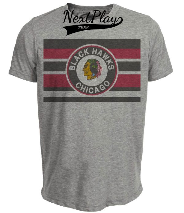Chicago Black Hawks Retro Hockey 1951 Artwork Heather Gray Sublimated T-Shirt
