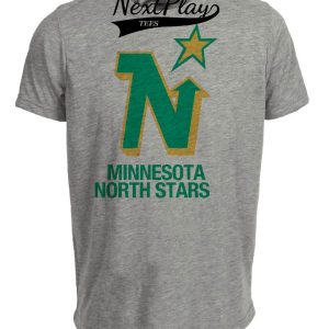 Minnesota North Stars Retro Hockey 1973 Artwork Heather Gray Sublimated T-Shirt
