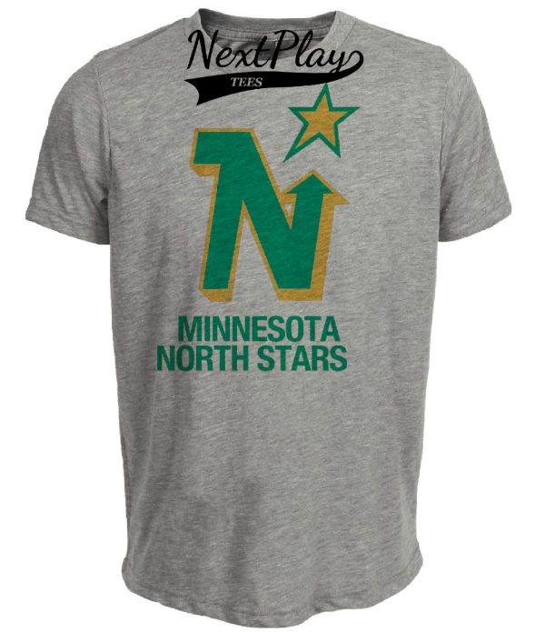 Minnesota North Stars Retro Hockey 1973 Artwork Heather Gray Sublimated T-Shirt
