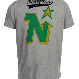 Minnesota North Stars Retro Hockey 1975 Artwork Heather Gray Sublimated T-Shirt