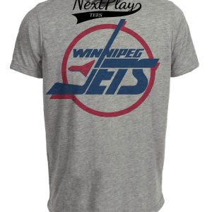 Winnipeg Jets Retro Hockey 1990 Artwork Heather Gray Sublimated T-Shirt
