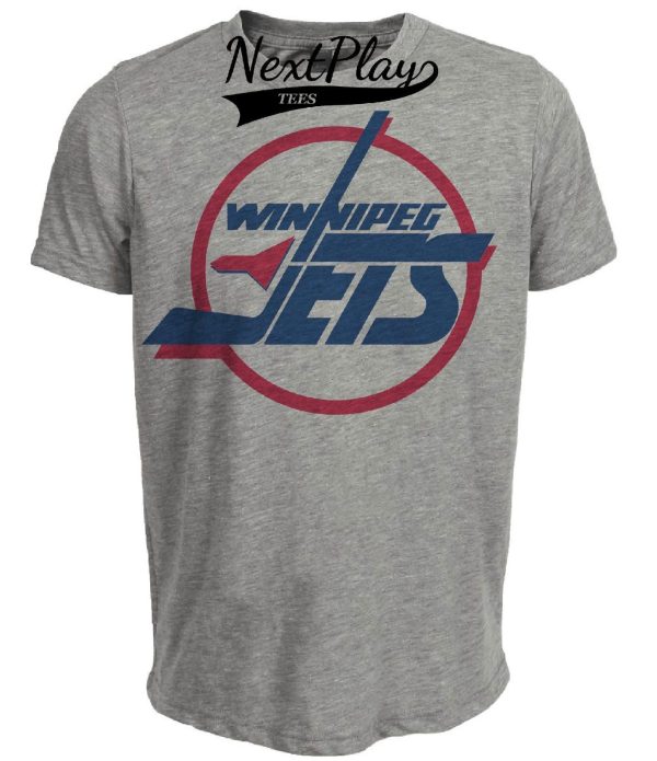 Winnipeg Jets Retro Hockey 1990 Artwork Heather Gray Sublimated T-Shirt