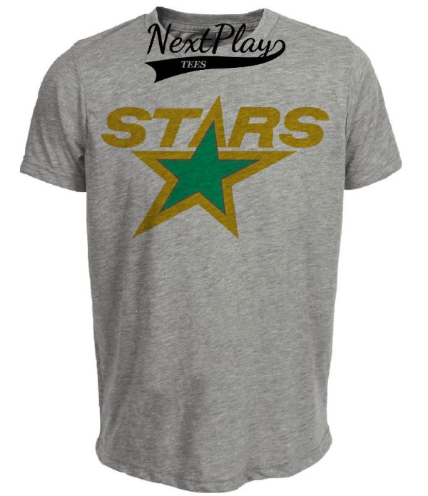 Dallas Minnesota Stars Retro Hockey 1991 Artwork Heather Gray Sublimated T-Shirt