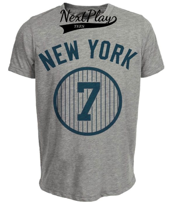 New York Yankees Retro Mickey Mantle Retired Jersey Baseball 1969 Artwork Heather Gray Sublimated T-Shirt