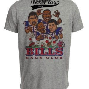 Buffalo Bills Sack Club Retro Bruce Smith Football 1987 Artwork Heather Gray Sublimated T-Shirt