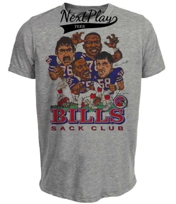 Buffalo Bills Sack Club Retro Bruce Smith Football 1987 Artwork Heather Gray Sublimated T-Shirt