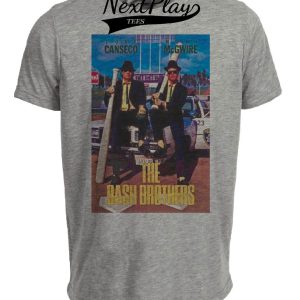 Oakland A’s Retro Bash Brothers McGwire Canseco Baseball 1990 Artwork Heather Gray Sublimated T-Shirt