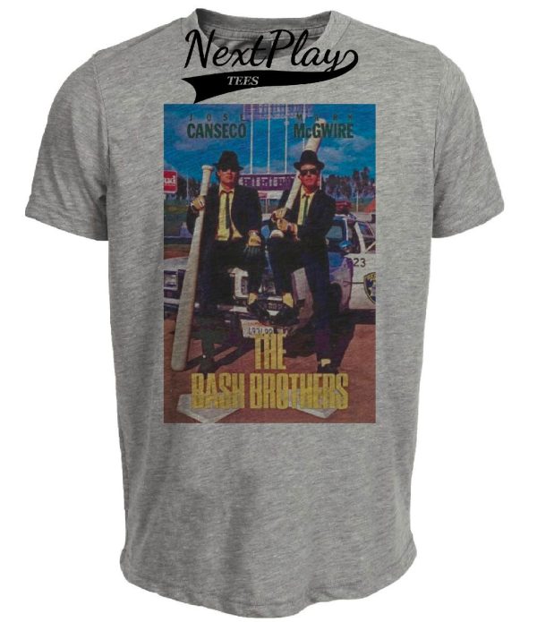 Oakland A’s Retro Bash Brothers McGwire Canseco Baseball 1990 Artwork Heather Gray Sublimated T-Shirt