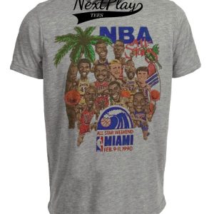 Miami All-Star Weekend Retro Basketball 1990 Artwork Heather Gray Sublimated T-Shirt