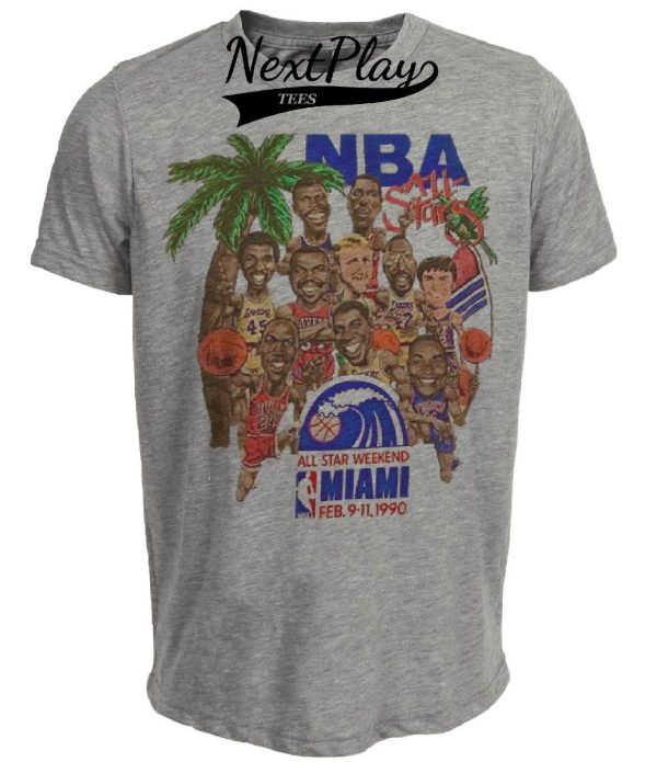 Miami All-Star Weekend Retro Basketball 1990 Artwork Heather Gray Sublimated T-Shirt
