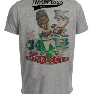 Minnesota Twins Retro Kirby Puckett Baseball 1989 Artwork Heather Gray Sublimated T-Shirt