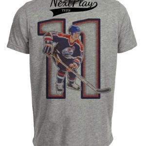 Edmonton Oilers Retro Mark Messier Hockey 1989 Artwork Heather Gray Sublimated T-Shirt