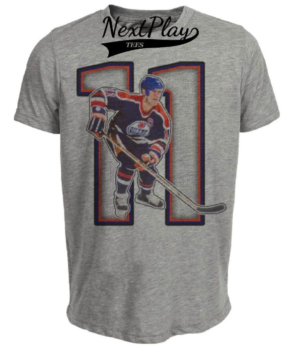 Edmonton Oilers Retro Mark Messier Hockey 1989 Artwork Heather Gray Sublimated T-Shirt
