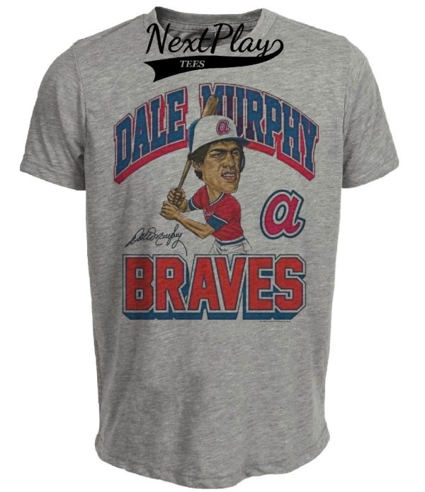 Atlanta Braves Retro Dale Murphy Baseball 1987 Artwork Heather Gray Sublimated T-Shirt