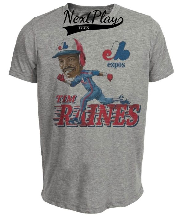 Montreal Expos Retro Tim Raines Baseball 1987 Artwork Heather Gray Sublimated T-Shirt