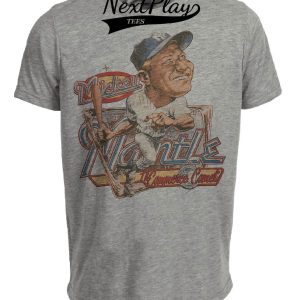 New York Yankees Retro Mickey Mantle Baseball 1958 Artwork Heather Gray Sublimated T-Shirt