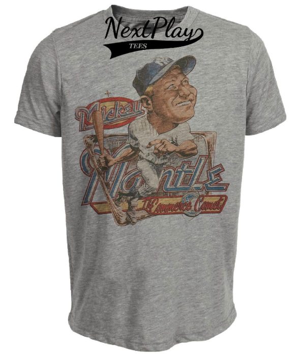 New York Yankees Retro Mickey Mantle Baseball 1958 Artwork Heather Gray Sublimated T-Shirt