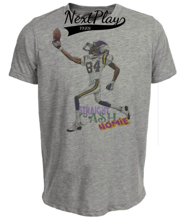 Minnesota Vikings Retro Randy Moss Football 1998 Artwork Heather Gray Sublimated T-Shirt