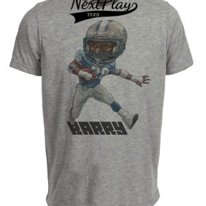 Detroit Lions Retro Barry Sanders Football 1992 Artwork Heather Gray Sublimated T-Shirt