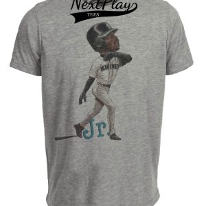 Seattle Mariners Retro Ken Griffey Jr. Baseball 1992 Artwork Heather Gray Sublimated T-Shirt