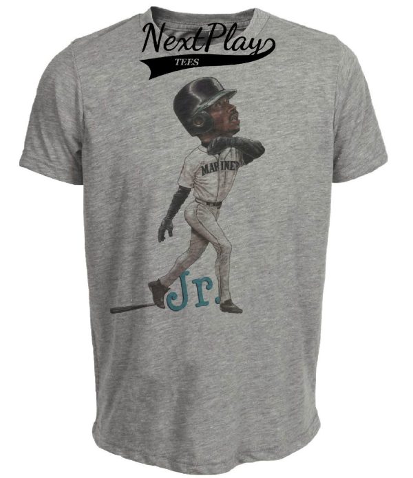 Seattle Mariners Retro Ken Griffey Jr. Baseball 1992 Artwork Heather Gray Sublimated T-Shirt