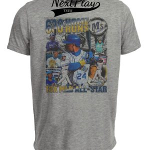 Seattle Mariners Retro Ken Griffey Jr. Baseball 1993 Artwork Heather Gray Sublimated T-Shirt