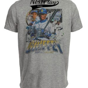 Seattle Mariners Retro Ken Griffey Jr. Baseball 1994 Artwork Heather Gray Sublimated T-Shirt