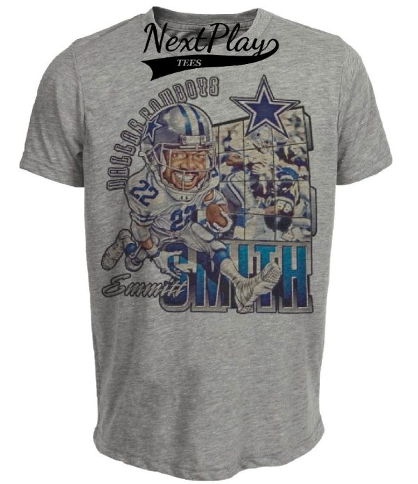Dallas Cowboys Retro Emmitt Smith Football 1991 Artwork Heather Gray Sublimated T-Shirt