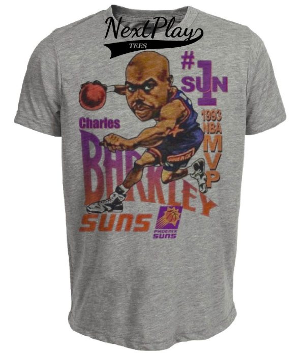 Phoenix Suns Retro MVP Charles Barkley Basketball 1993 Artwork Heather Gray Sublimated T-Shirt
