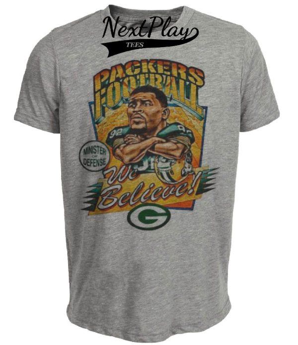 Green Bay Packers Retro Reggie White Football 1993 Artwork Heather Gray Sublimated T-Shirt