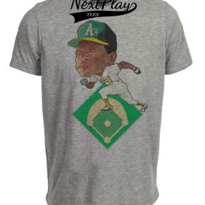 Oakland A’s Retro Rickey Henderson Baseball 1983 Artwork Heather Gray Sublimated T-Shirt