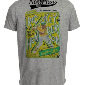 Oakland A’s Retro Rickey Henderson Rookie Baseball 1980 Artwork Heather Gray Sublimated T-Shirt