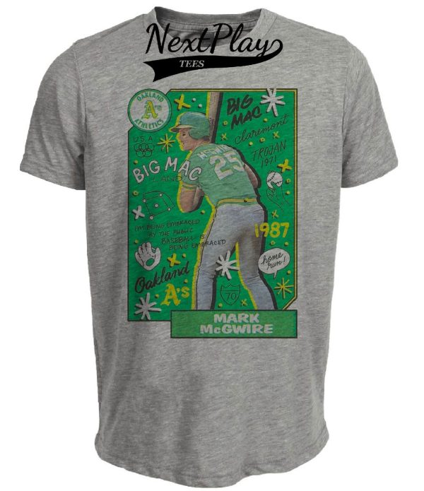 Oakland A’s Retro Mark McGwire Baseball Rookie 1987 Artwork Heather Gray Sublimated T-Shirt
