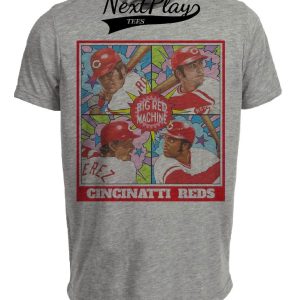 Cincinnati Reds Retro Big Red Machine Baseball 1975 Artwork Heather Gray Sublimated T-Shirt