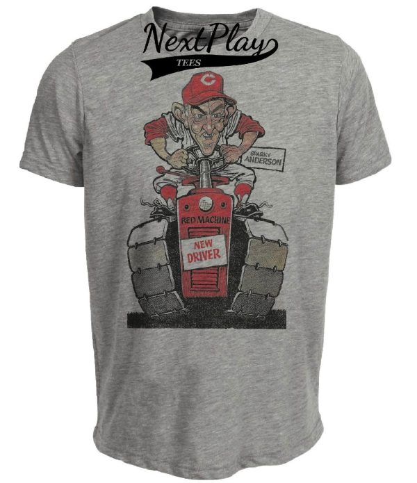 Cincinnati Reds Retro Big Red Machine Sparky Anderson Baseball 1975 Artwork Heather Gray Sublimated T-Shirt