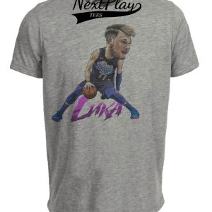 Dallas Mavericks Retro Luka Doncic Basketball Artwork Heather Gray Sublimated T-Shirt
