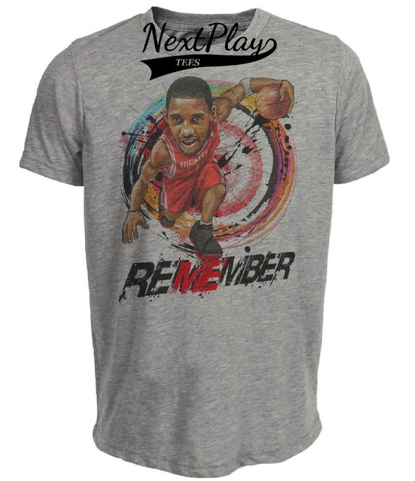 Houston Rockets Retro Tracy McGrady Basketball Artwork Heather Gray Sublimated T-Shirt