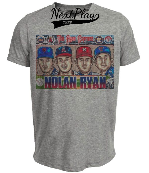 Texas Rangers Retro Nolan Ryan Baseball 1989 Artwork Heather Gray Sublimated T-Shirt