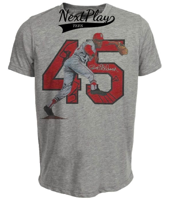 St. Louis Cardinals Retro Bob Gibson Baseball 1965 Artwork Heather Gray Sublimated T-Shirt