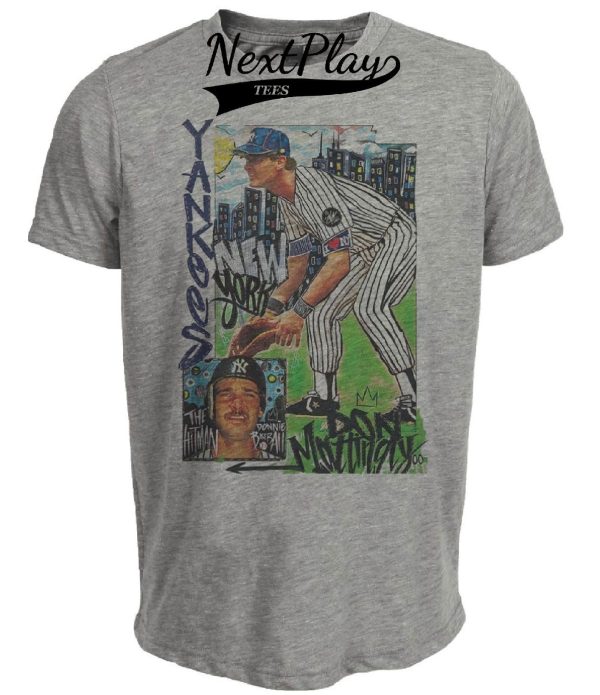 New York Yankees Retro Don Mattingly Baseball 1984 Artwork Heather Gray Sublimated T-Shirt