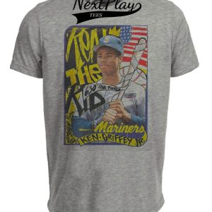 Seattle Mariners Retro Ken Griffey Jr. Rookie Baseball 1989 Artwork Heather Gray Sublimated T-Shirt