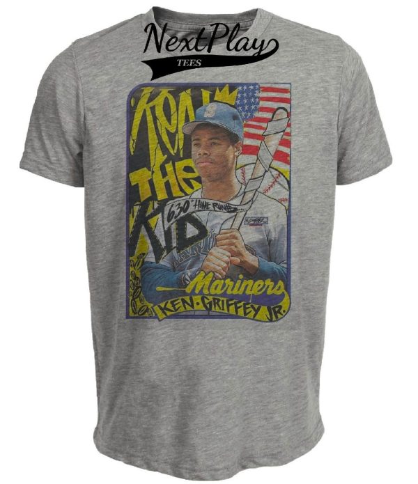 Seattle Mariners Retro Ken Griffey Jr. Rookie Baseball 1989 Artwork Heather Gray Sublimated T-Shirt