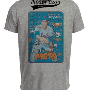 New York Mets Retro Nolan Ryan Baseball 1969 Artwork Heather Gray Sublimated T-Shirt