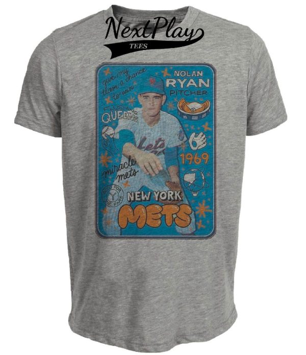 New York Mets Retro Nolan Ryan Baseball 1969 Artwork Heather Gray Sublimated T-Shirt