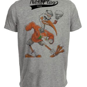 Miami Hurricanes Retro Sebastian the Ibis Mascot 305 Artwork Heather Gray Sublimated T-Shirt